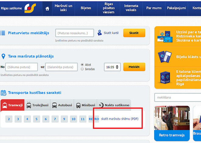 Rīgas satiksmes mājas lapas apmeklētāji izmanto maršrutu shēmas
