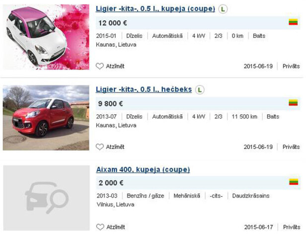 Pazīstamākās mazauto markas šobrīd ir Franču Ligier, Aixam un Microcar. Latvijā, pie oficiālā dīlera iespējams iegādāties jaunas Aixam markas mazauto, taču arī tiem, kuriem jauna auto iegāde nav pa kabatai, ir varianti – apskatot lietotu automašīnu sludinājumus portālā Latauto.lv var atrast Aixam un Ligier modeļus visai plašās cenu robežās – no 2000 eiro līdz pat 12 000 eiro, bet īpaši labā komplektācijā šāds mazauto var izmaksāt pat līdz 18 000 eiro.