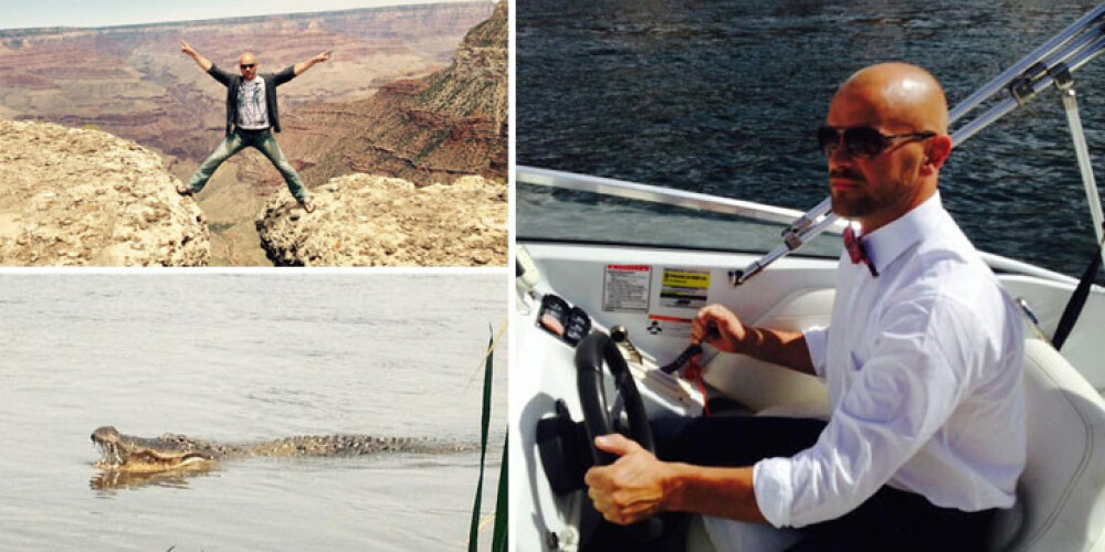 Lauris Dzelzītis ASV tiekas ar krokodiliem un vizinās pa tuksnesi. FOTO