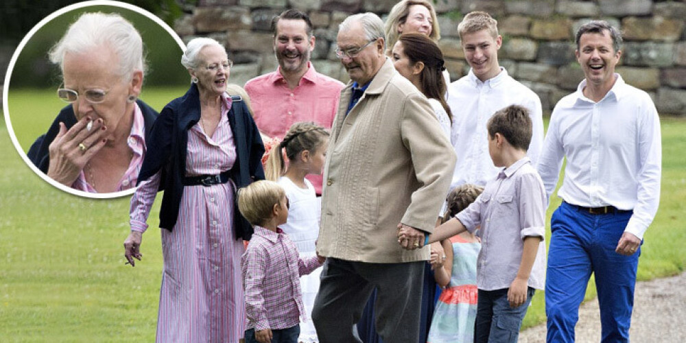 75 gadus vecā Dānijas karaliene ļuļķē mazbērnu klātbūtnē. FOTO