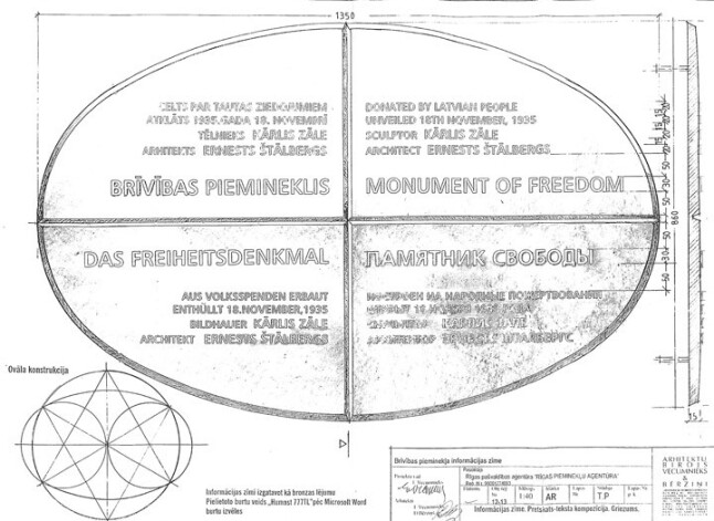 Brīvības pieminekļa informācijas zīme.