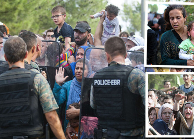 Uz Maķedonijas un Grieķijas robežas turpina pieaugt nelegālo imigrantu pūlis. Daudzi iežēlina ar raudošiem bērniem. FOTO