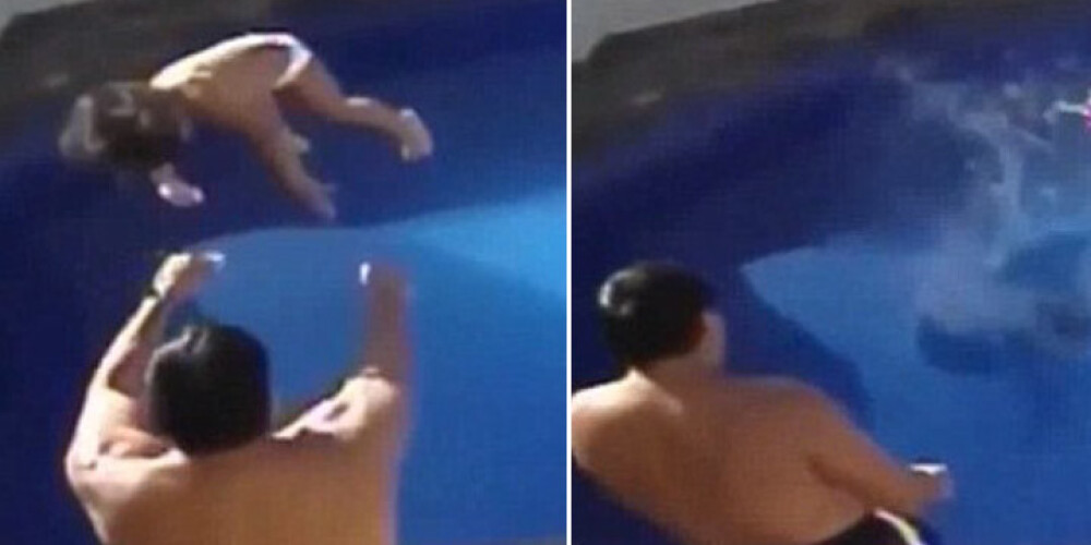 ШОКИРУЮЩЕЕ ВИДЕО. Мужчина топит в бассейне трехлетнюю девочку