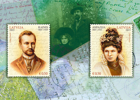 Latvijas Pasts izdod pastmarku bloku veltītu Raiņa un Aspazijas 150. jubilejai