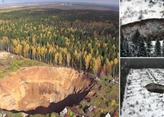 Elles vārti Krievijā: gigantiskais caurums Soļikamskā izplešas. Iespaidīgs VIDEO