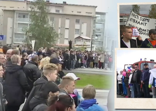 Somi iziet ielās, lai protestētu pret bēgļiem. Dzied himnu un veido cilvēku sienu. FOTO. VIDEO