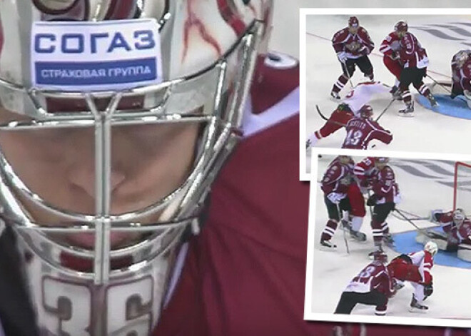 Rīgas "Dinamo" vārtsargam Sedlāčekam iespaidīgākais atvairītais metiens KHL. VIDEO