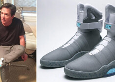 Майкл Джей Фокс примеряет присланные ему компанией Nike самозастегивающиеся кроссовки