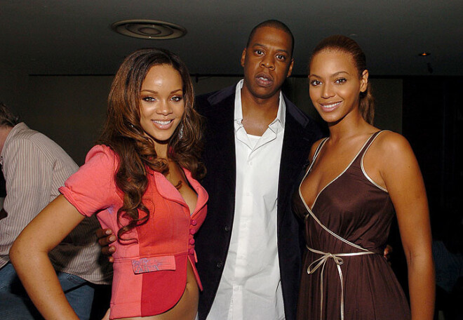 Bijonsē (tolaik 24), Jay-Z (35) un Rianna (17) 2005. gadā.