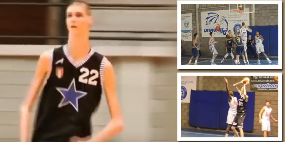 15 gadus vecajam basketbolistam Robertam augums ir 230 cm. VIDEO
