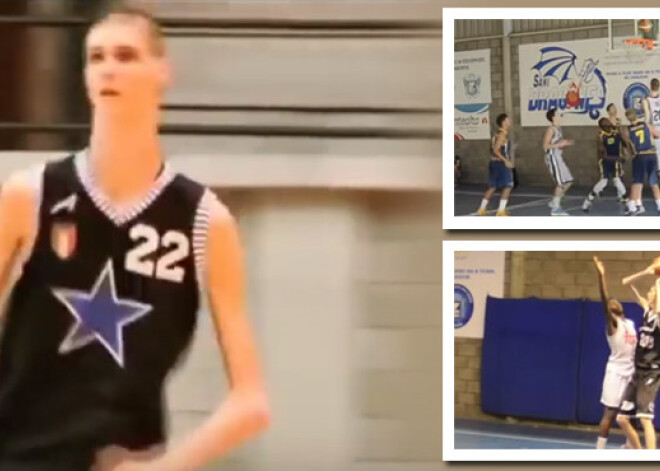 15 gadus vecajam basketbolistam Robertam augums ir 230 cm. VIDEO