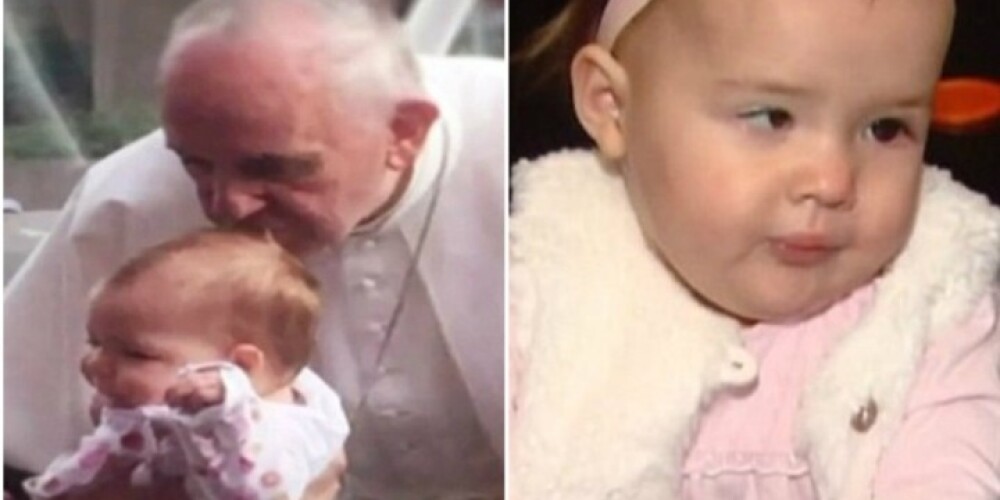 Ar vēzi slimā meitenīte, kuru noskūpstīja pāvests, piedzīvo brīnumu. VIDEO