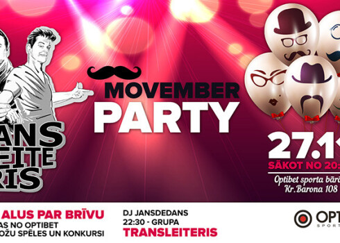 Optibet sporta bārā notiks "Movember party" kopā ar grupu Transleiteris