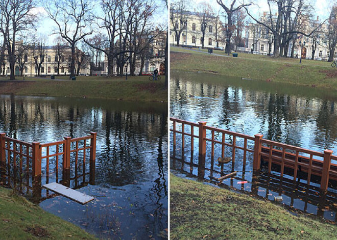 Pirmdienas rītā applūdis Bastejkalns. Šī problēma nav novēršama. FOTO