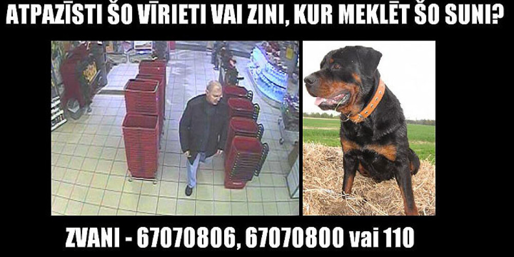 Policija meklē attēlā redzamo vīrieti, kurš, iespējams, nozadzis suni. FOTO