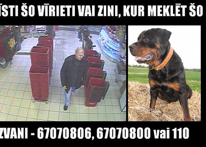 Policija meklē attēlā redzamo vīrieti, kurš, iespējams, nozadzis suni. FOTO