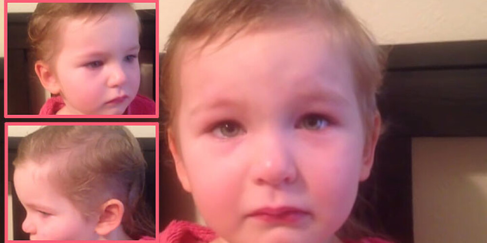 Trīsgadīgs meitēns skaidro tētim, kāpēc apgriezusi sev visus matus. VIDEO