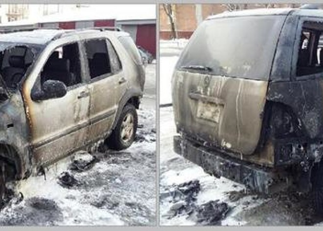 Policisti piecu minūšu laikā aiztur vīrieti, kurš aizdedzinājis svešu automašīnu. FOTO