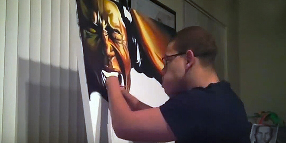 26 gadus vecs puisis bez pirkstiem glezno fantastiskus portretus. VIDEO