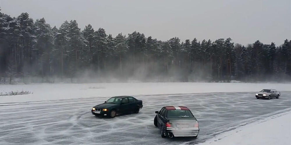 Ekstrēmie ledus braucēji šoziem jau noslīcinājuši pirmos auto, tostarp glaunu džipu