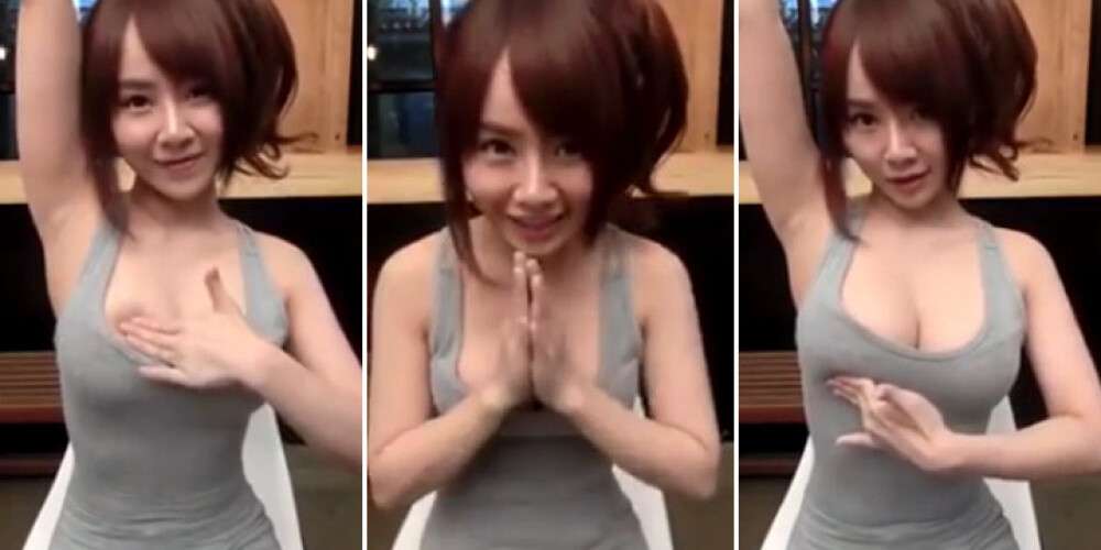 Aziātu meitene mācību nolūkos čamda savas krūtis. VIDEO