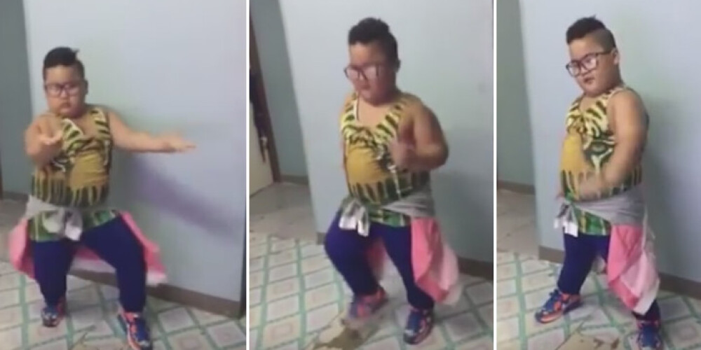 Interneta hits: 7 gadus vecs apaļīgs puišelis kustas tā, ka ne aci atraut. VIDEO