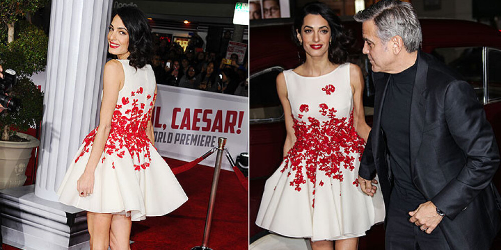 Жена Клуни вышла на красную дорожку в очень коротком платье