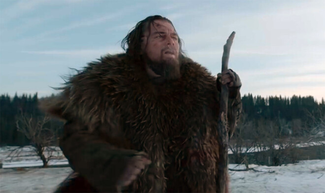 "The Revenant" galvenā varoņa trapera Hjū Glāsa lomas tēlotājs Leonardo di Kaprio.