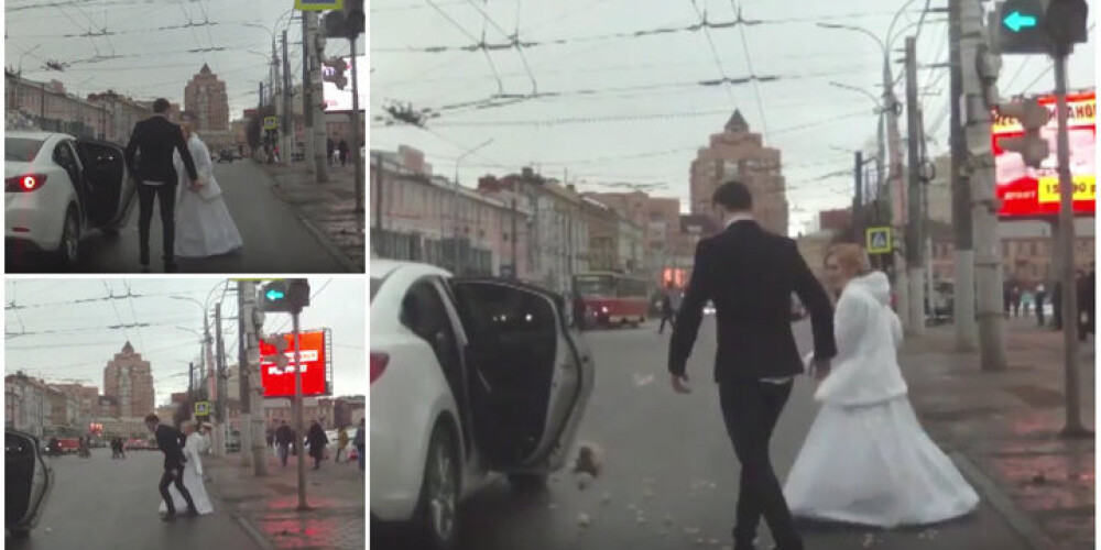 "Idiots! Dura!" - aculiecinieks Krievijā nofilmē pamatīgu kašķi starp līgavu un līgavaini. VIDEO