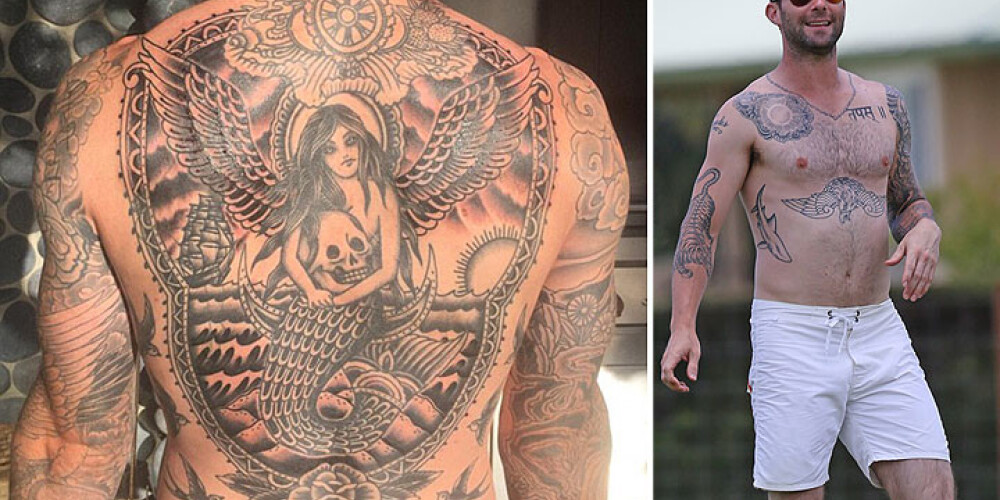 "Maroon 5" līderis parāda jauno mega tetovējumu, kas tapis vairāku mēnešu garumā. FOTO