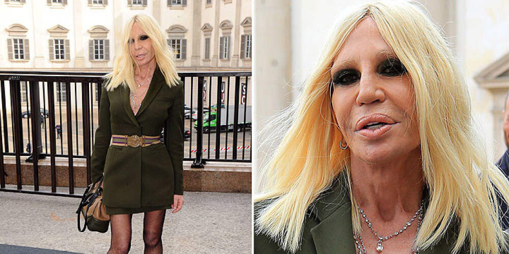 60 gadus vecajai Donatellai Versačei mini svārki un seja bez grumbām. FOTO