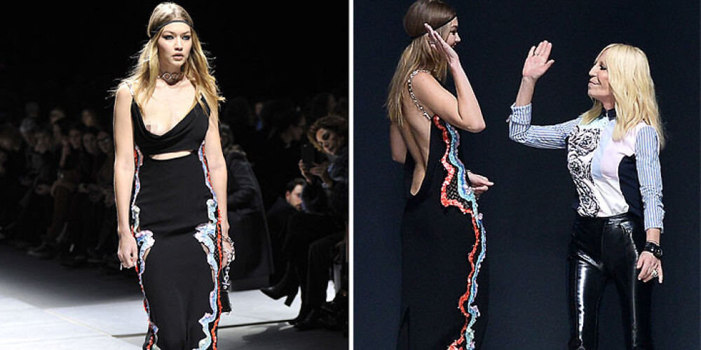 Упс! Модель случайно показала грудь во время показа Versace. ВИДЕО