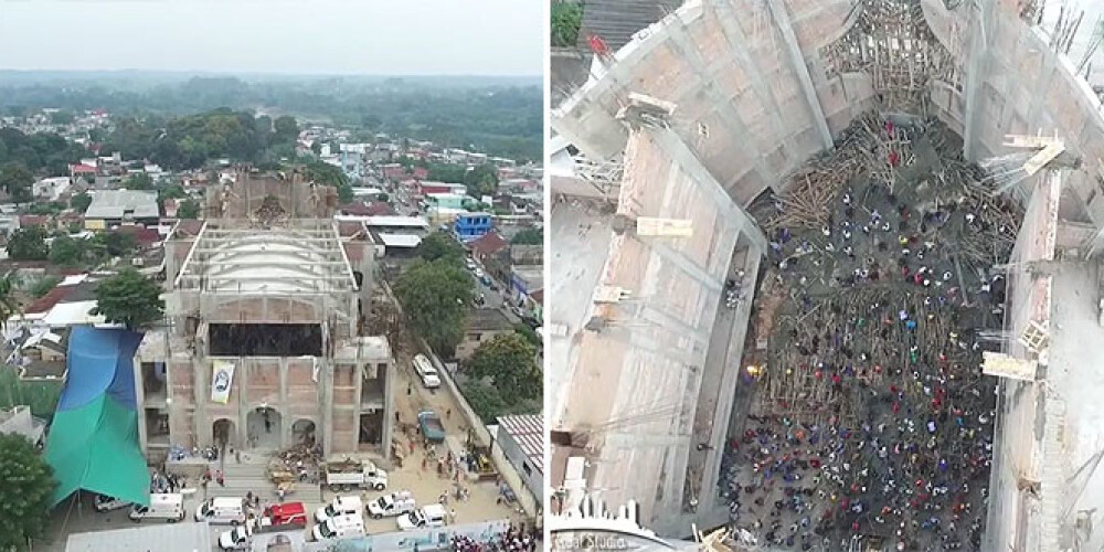Sabrūkot katedrāles jumtam, Meksikā vairāki bojāgājušie. VIDEO