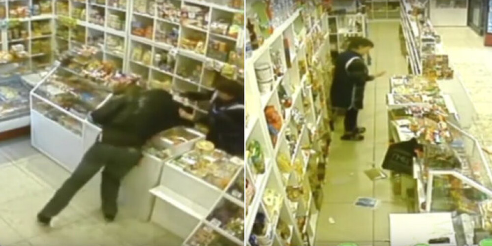 Tā pārdevēja veikalā Krievijā ar zagli centās tikt galā. VIDEO