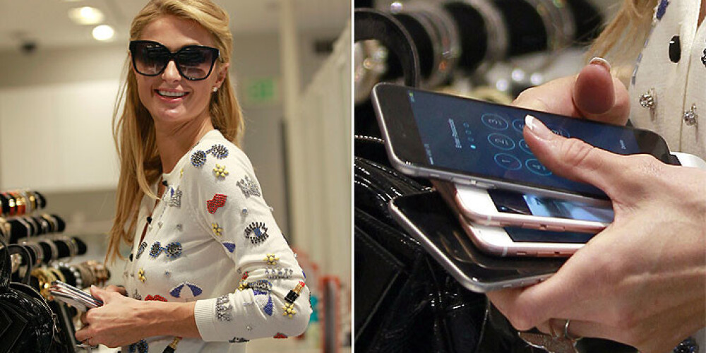 Parisa Hiltone līdzi nēsā četrus viedtālruņus. FOTO