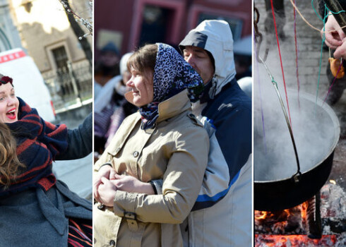 Pūpolsvētdiena Rīgas centrā: cilvēki šūpojās, krāsoja olas un muzicēja. FOTO