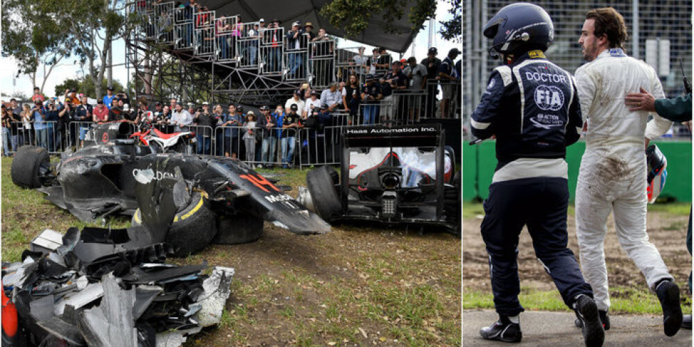 F-1 jaunā sezona Austrālijā sākas ar baisu Alonso avāriju. VIDEO