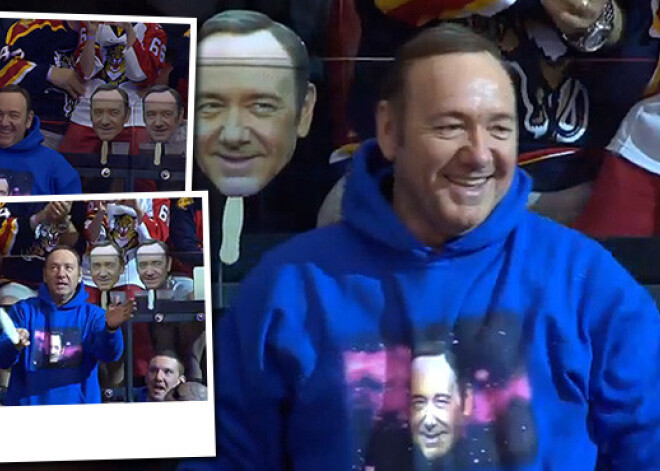 Kevins Speisijs ar savu klātbūtni "uzspridzina" hokeja arēnu. VIDEO