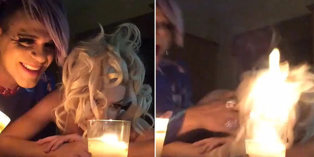 Юная секс-бомба подожгла волосы во время спиритического сеанса