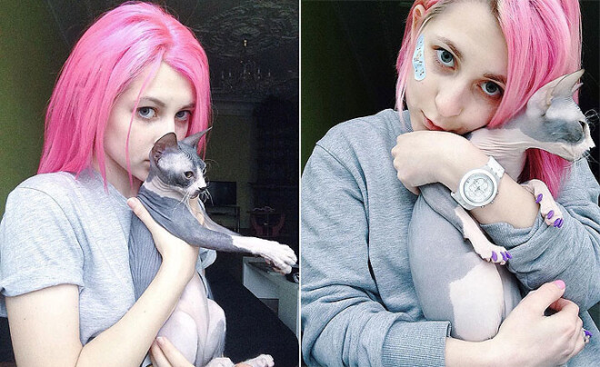 Катя со своим домашним любимцем