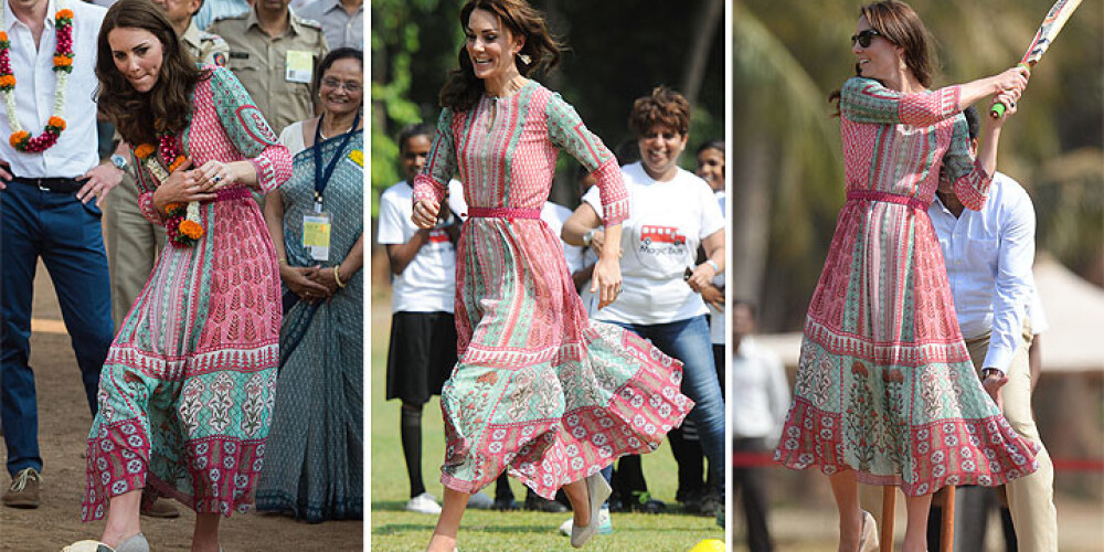 Герцогиня Кэтрин сыграла в крикет и футбол с индийскими бедняками