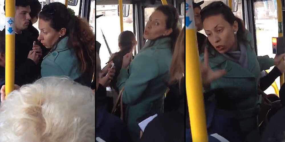 Atpazīta sieviete, kura Rīgas autobusā pazemoja kontrolieri un iespļāva sejā meitenei