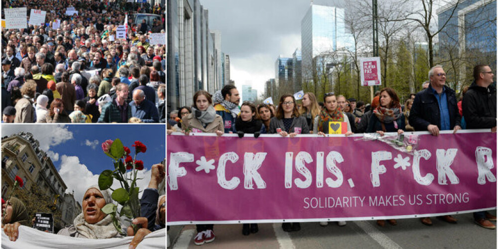 Protestā pret džihādistiem Briseles ielās iziet tūkstošiem cilvēku. FOTO