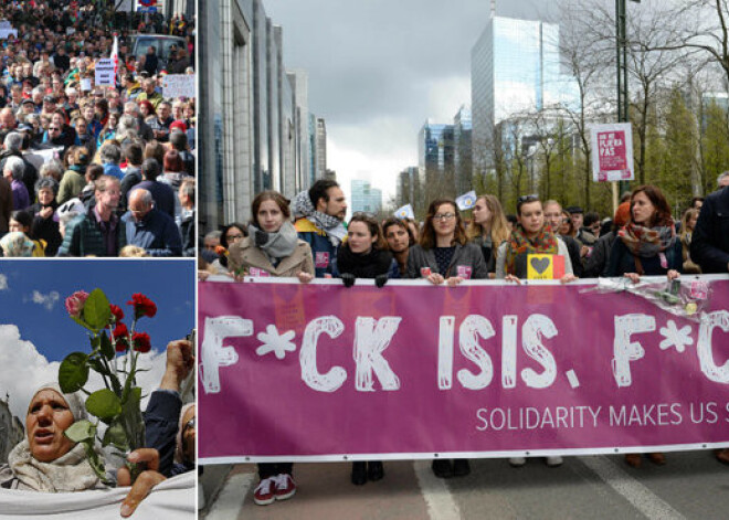 Protestā pret džihādistiem Briseles ielās iziet tūkstošiem cilvēku. FOTO