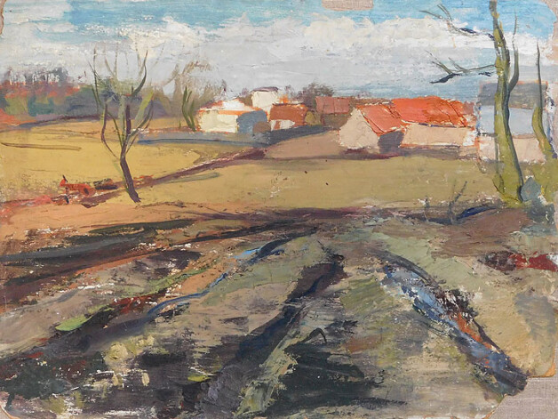 Zigurds Kampars. „Arumi pie Tukuma” (1955., 50 x 65,8 cm).