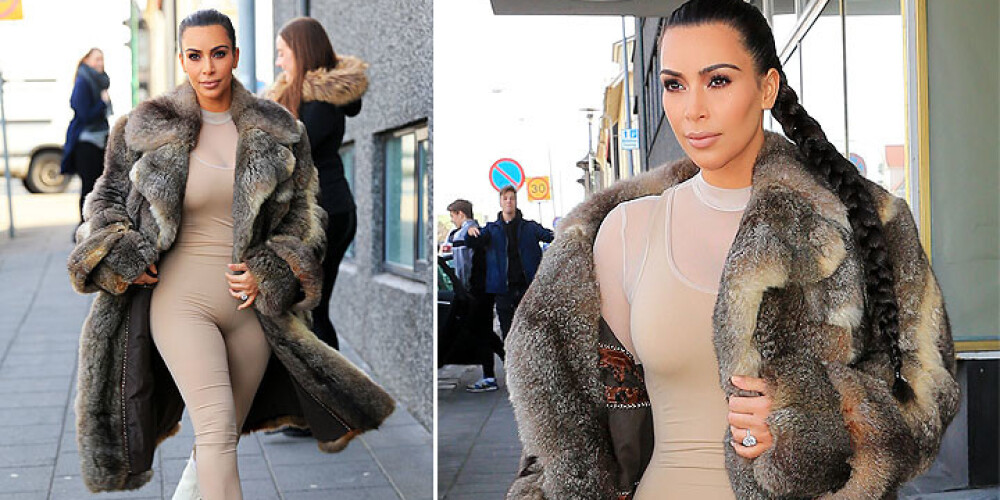 Ким Кардашьян вышла на улицу в комбинезоне, похожем на утягивающее белье