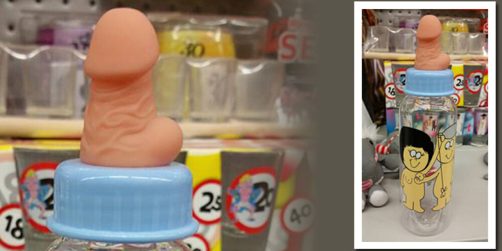 Pircēju satrauc saimniecības preču veikalā nopērkama erotiska pudelīte mazuļu barošanai