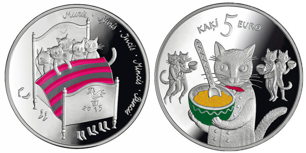 Par gada monētu kļuvusi "Pasaku monēta I. Pieci kaķi". VIDEO