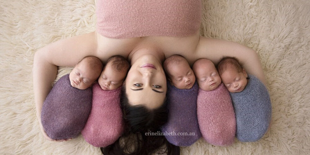 Новые очаровательные фото матери и ее пятерняшек