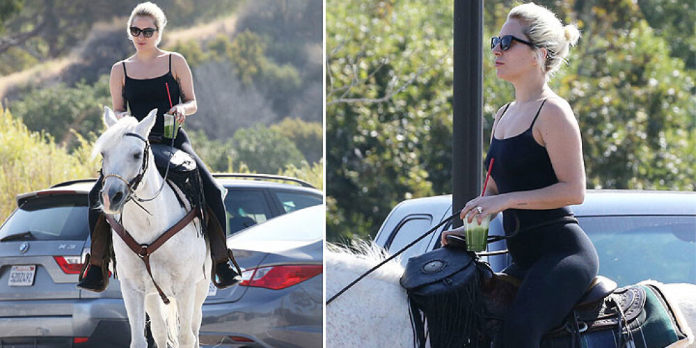 Леди Гага отправилась в магазин на лошади